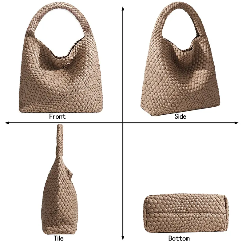 China Women's Vegan Leather Handmade Woven Tote Bag Single Shoulder Handbag with Wallet Manufacturer, Manufacturers