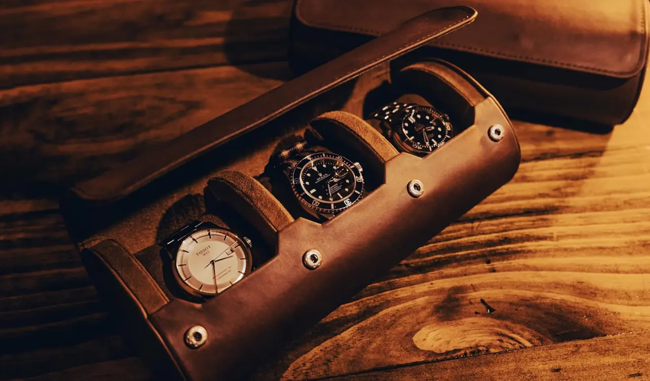 Slide-in Leather Watch Holder Display
