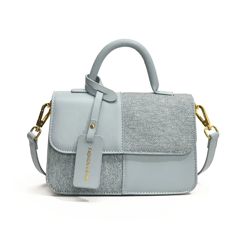 China Fashion Handbags Leather and Fabric Patchwork Women's Handbags Manufacturer, Suppliers