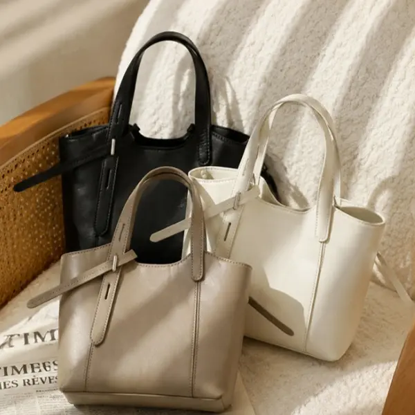 Wholesale Women Genuine Leather Basket Tote Bag, Niche Designer Bucket Handbag, Casual Versatile Shoulder & Crossbody Bag Manufacturers, Factories