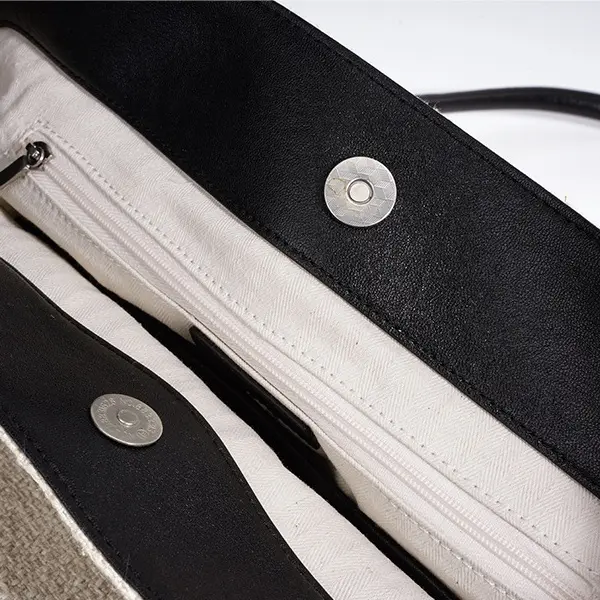 Wholesale New Design Patchwork Underarm Bag, Casual Minimalist Top-Grain Cowhide Tote Bag, Linen Large-Capacity Single Shoulder Bag Manufacturers, Factories