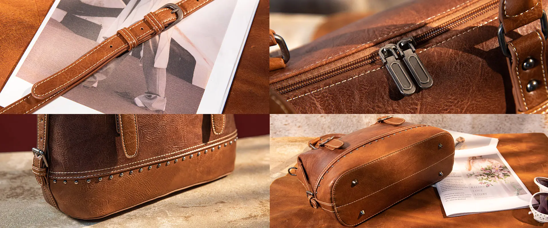 Vintage Leather Satchel Side View