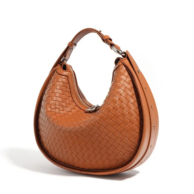 Wholesale Cowhide Braided Tote Bag Genuine Leather Crescent Bag Underarm Manufacturers, Factories