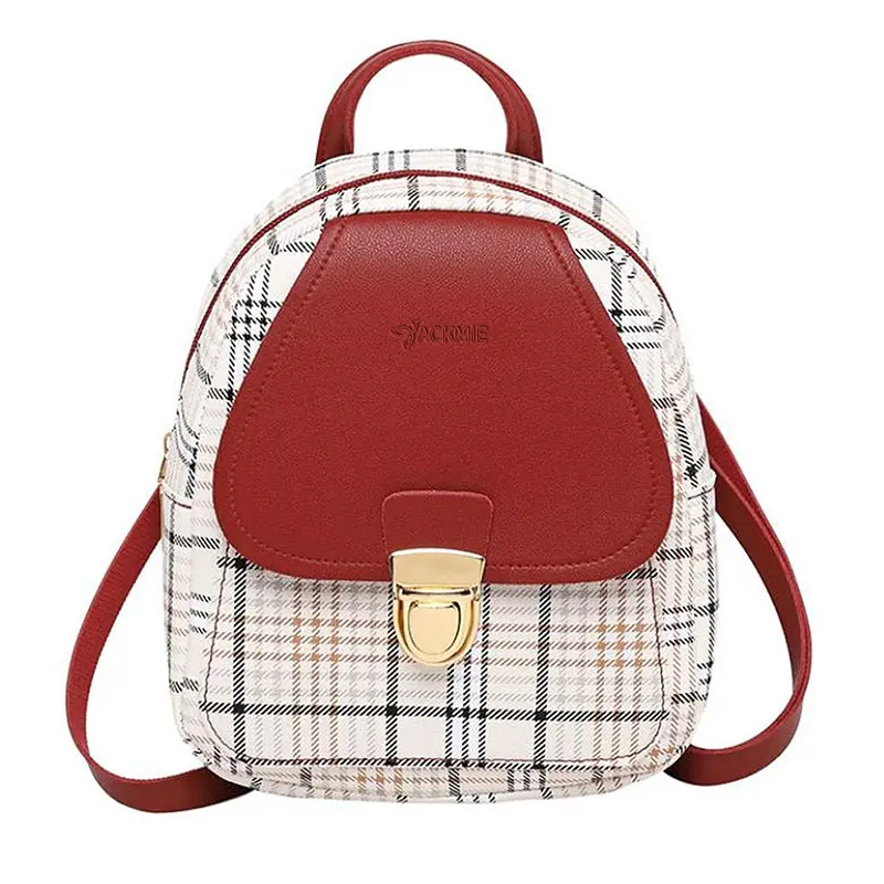 Wholesale Mini Backpack Plaid Women's Shoulder Bag School Bag With Lock Manufacturers, Supplier
