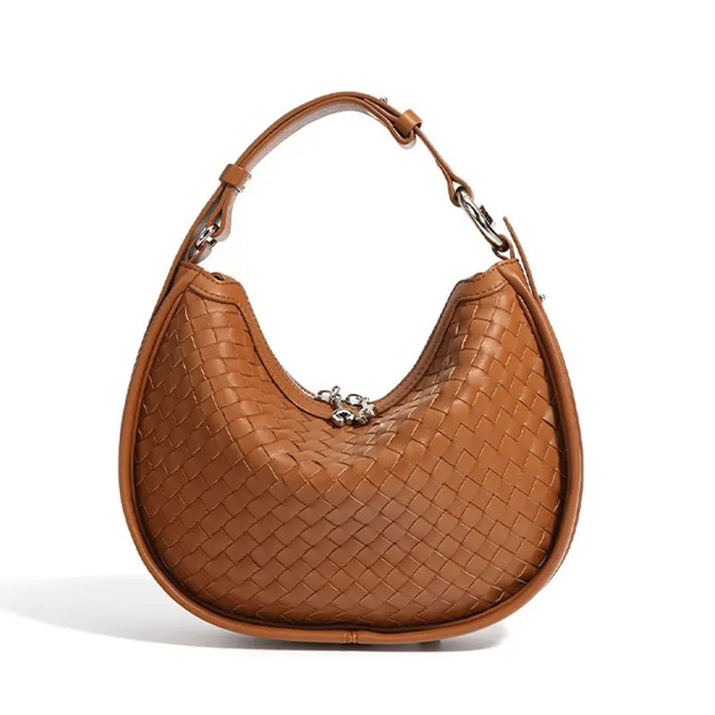 Wholesale Cowhide Braided Tote Bag Genuine Leather Crescent Bag Underarm Manufacturers, Factories