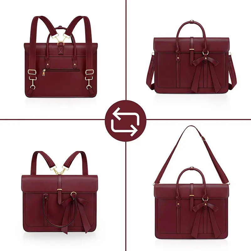 Wholesale 15-15.6 Inch PU Leather Laptop Shoulder Bag Convertible Backpack Manufacturers, Factories