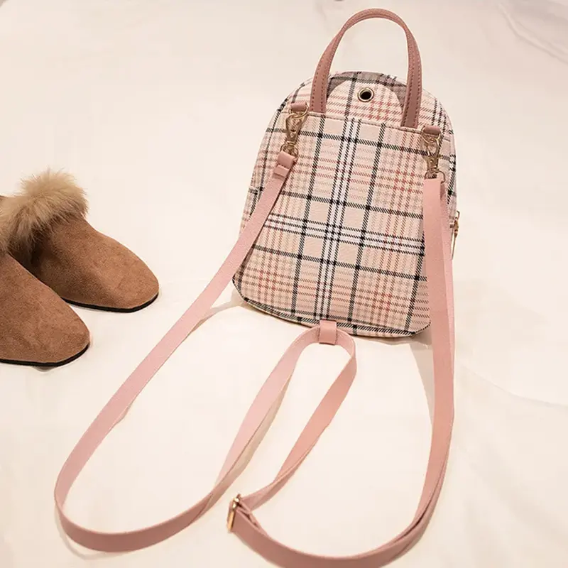 Wholesale Mini Backpack Plaid Women's Shoulder Bag School Bag With Lock Manufacturers, Supplier