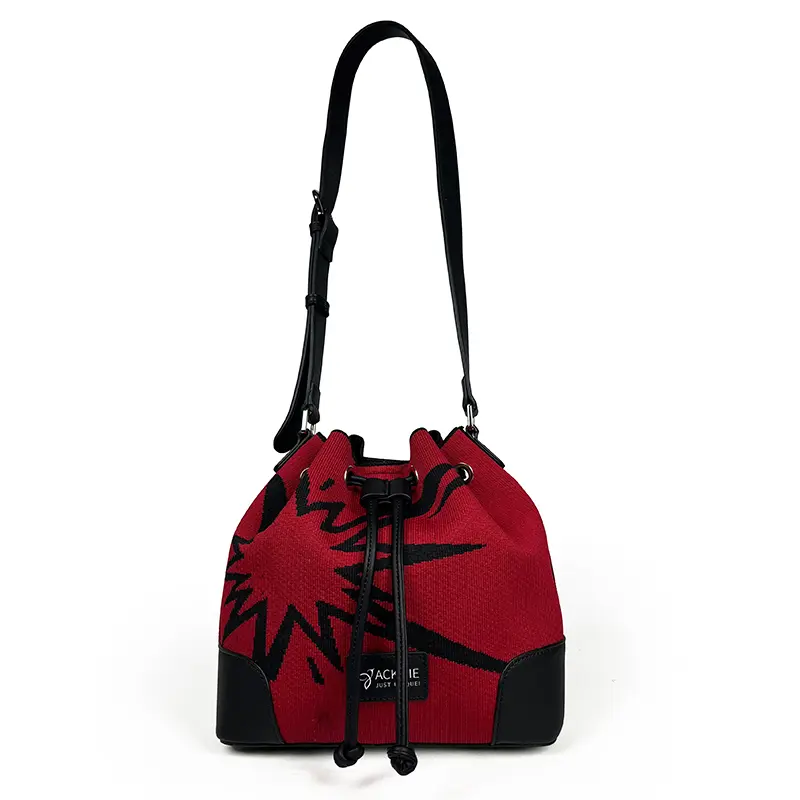China Knitted Patchwork Drawstring Bucket Shoulder Bag Factories, Supplier
