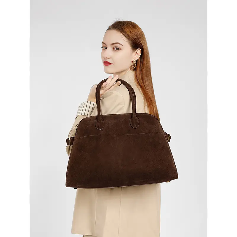 Wholesale Suede Leather Tote Laptop Bag Work Bag Manufacturer, Supplier