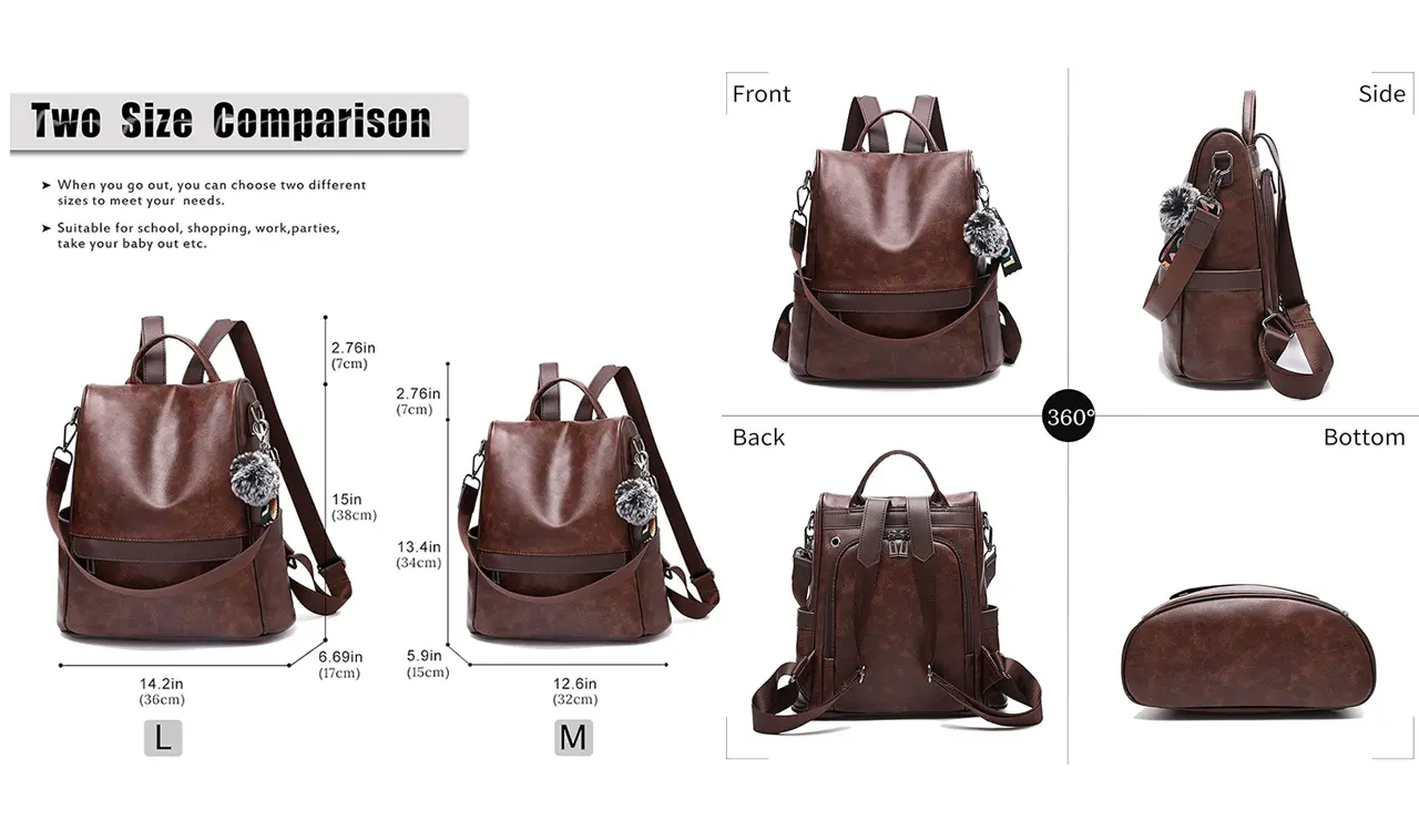 Waterproof Nylon Backpack Purse Detail