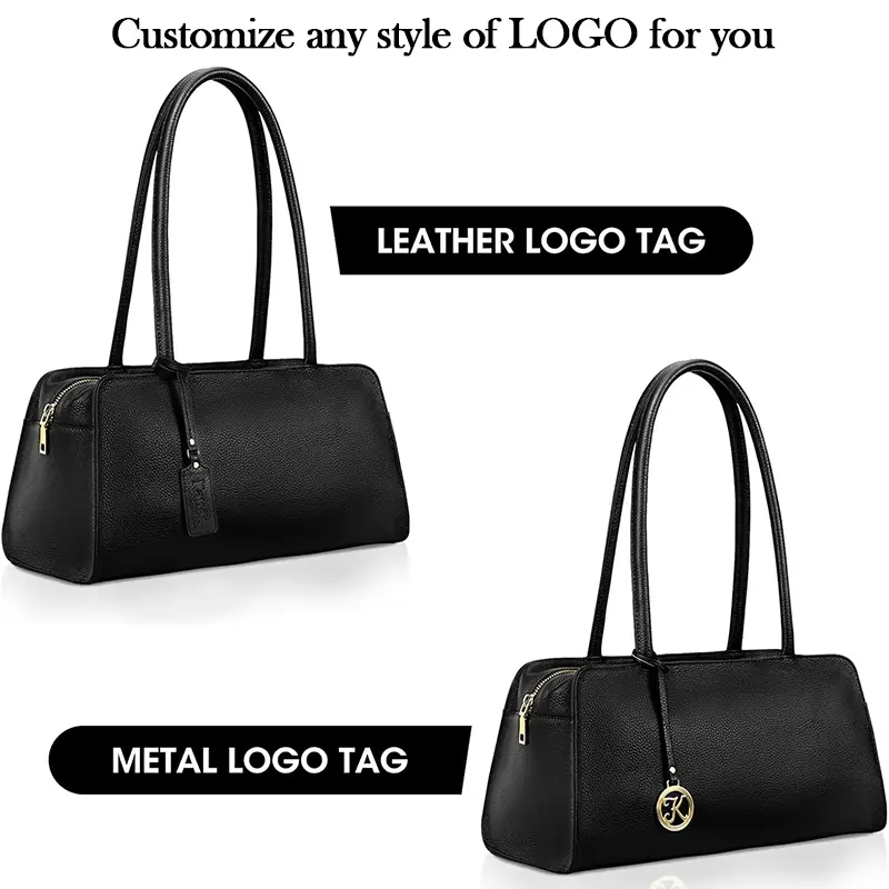 China Women's Small Handbag Cowhide Leather Baguette Bag Factory, Factories