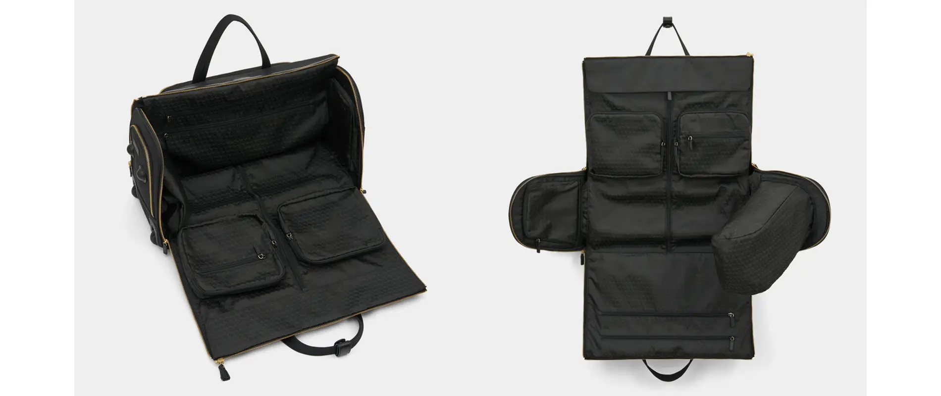 Interior organization compartments of the leather luggage bag