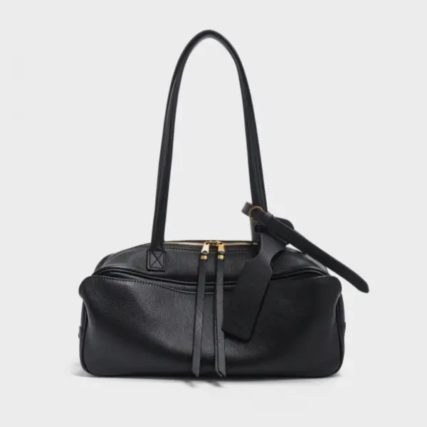 China New Genuine Leather Boston Bag, Top-Grain Cowhide Small Top-Handle Bag, Minimalist Fashion Women Shoulder Handbag Manufacturers, Supplier