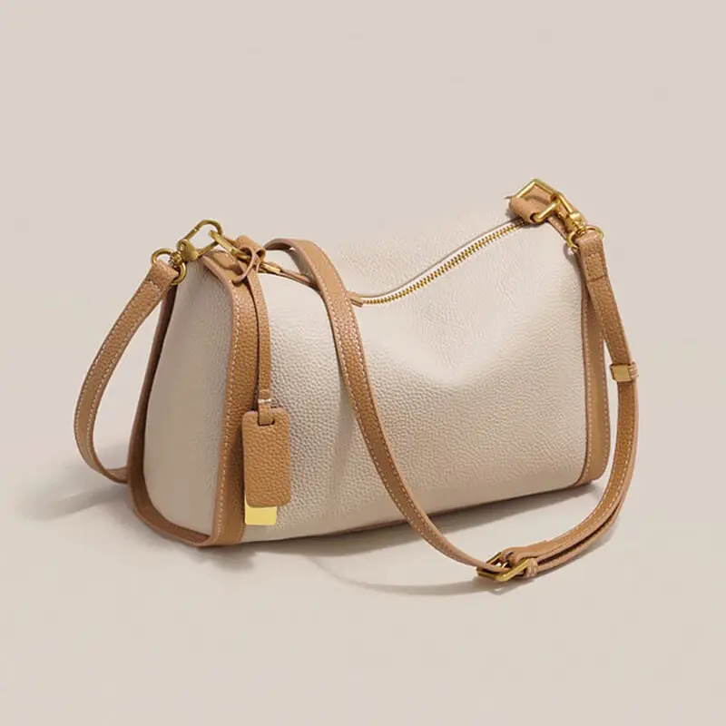 China Colorblock Genuine Leather Boston Shoulder Bag Factory, Suppliers