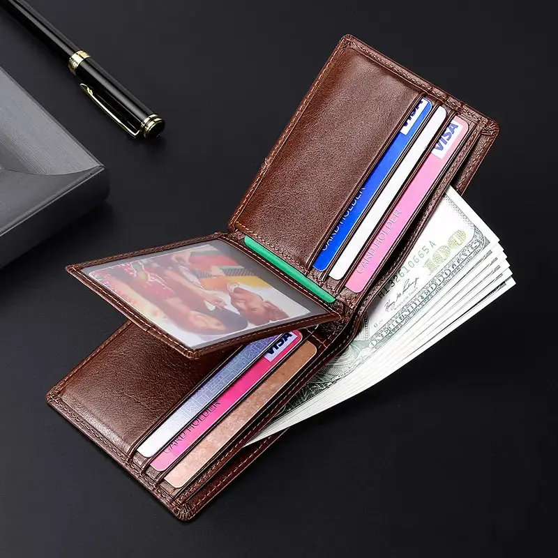 China Short Leather Wallet Bifold Men's Wallet Factory, Supplier