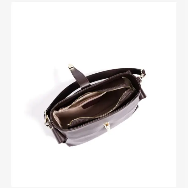 China New Women's Luxury Designed Stylish Casual Tote Bag Custom Buckle Closure Waterproof Genuine Leather Polyester Shoulder Strap Factories, Supplier