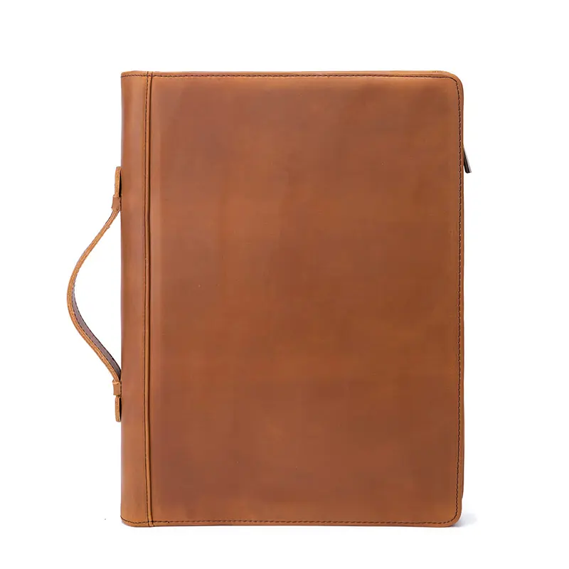 China Genuine Leather Zipper Business Folder Organizer with Hidden Handle Manufacturer, Factories