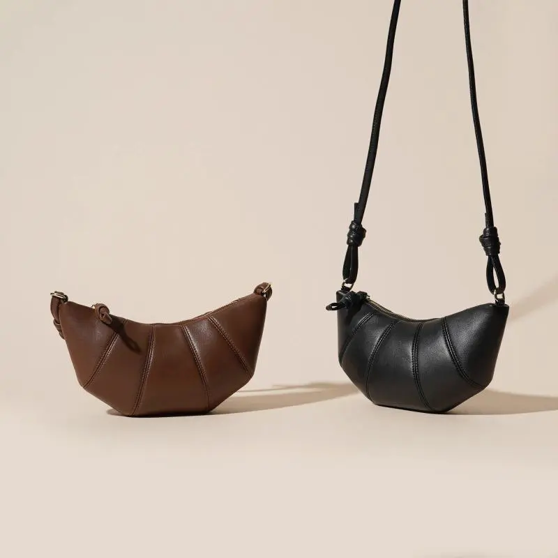Wholesale Cowhide Dumpling Bag Croissant Bag Single Shoulder Underarm Bag Manufacturers, Factories