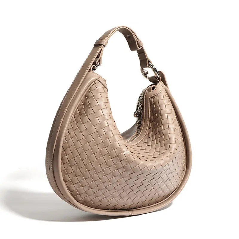 Wholesale Cowhide Braided Tote Bag Genuine Leather Crescent Bag Underarm Manufacturers, Factories