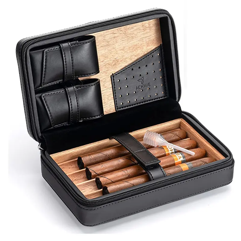 China Luxury Leather Cigar Humidor Travel Cedar Cigar Case Manufacturers, Suppliers
