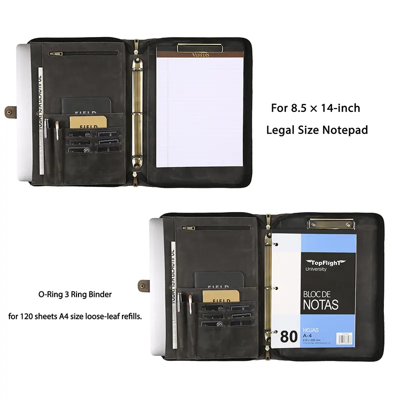 China Men's Document Bag Leather Binder Leather Document Bag with Handle Manufacturer, Factory