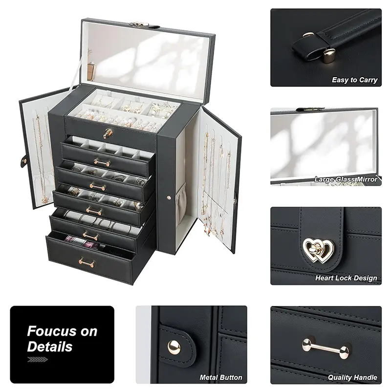 Wholesale Large Jewelry Storage Box 6 Layers Jewelry Box with Handles Women's Jewelry Case Manufacturers, Suppliers