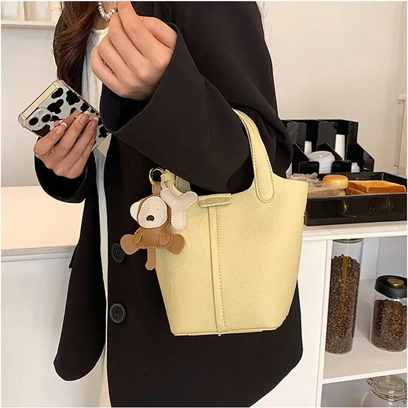 China Genuine Leather Bag Handbag Women Light Luxury Bucket Bag Shoulder Messenger Bag Factory, Factories