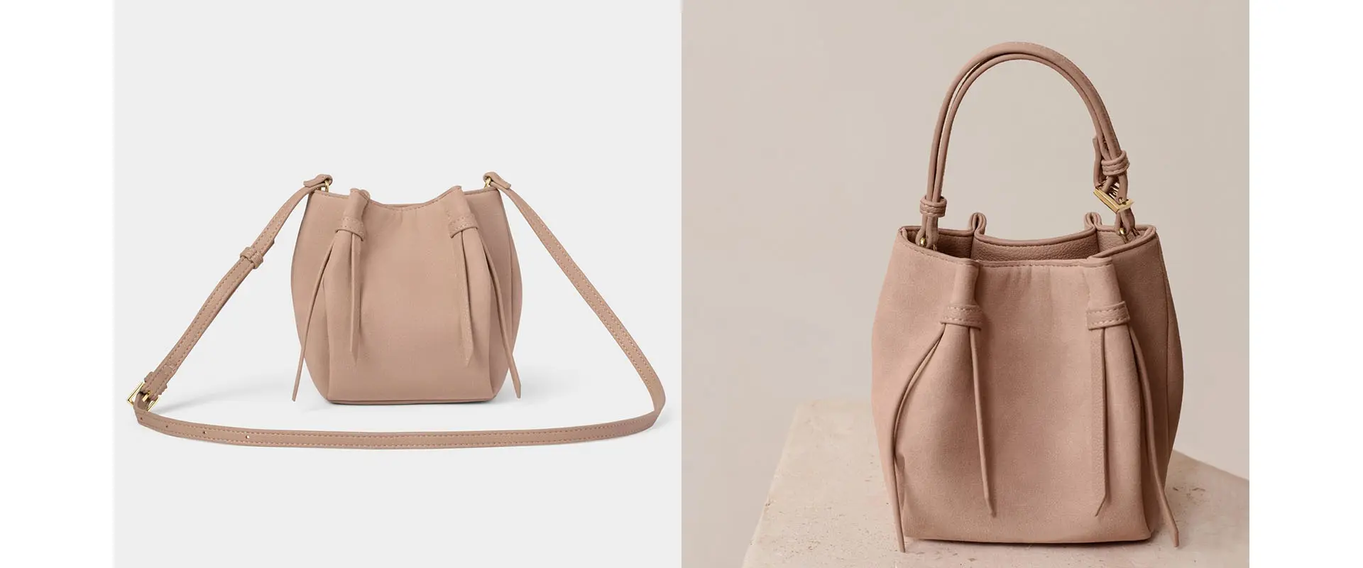 Mini Bucket Bag - Faded Rose Detail View