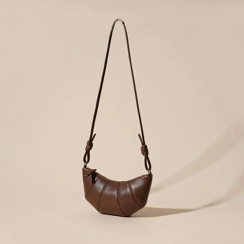 Wholesale Cowhide Dumpling Bag Croissant Bag Single Shoulder Underarm Bag Manufacturers, Factories