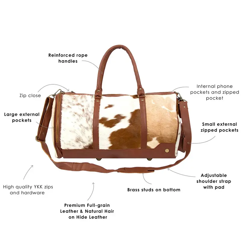 China Brown Pony Hair Leather Travel Bag Manufacturer, Factory