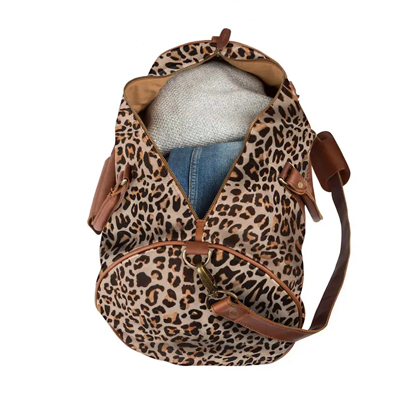 China Leopard Print Cowhide Weekend Travel Bag Factory, Factories