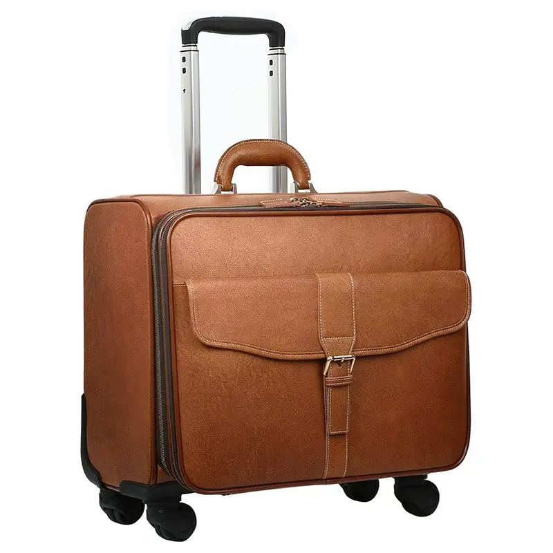 China Leather Rolling Luggage Wheeled Cabin Luggage Manufacturer, Factories