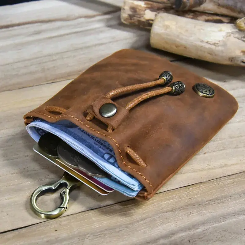 China Leather Mini Medieval Pouch Keychain Small Leather Drawstring Pouch Coin Pouch Manufacturers, Factories