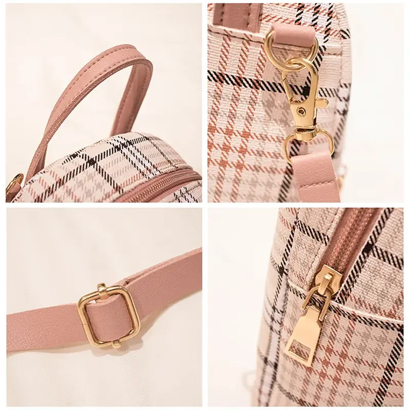 Wholesale Mini Backpack Plaid Women's Shoulder Bag School Bag With Lock Manufacturers, Supplier