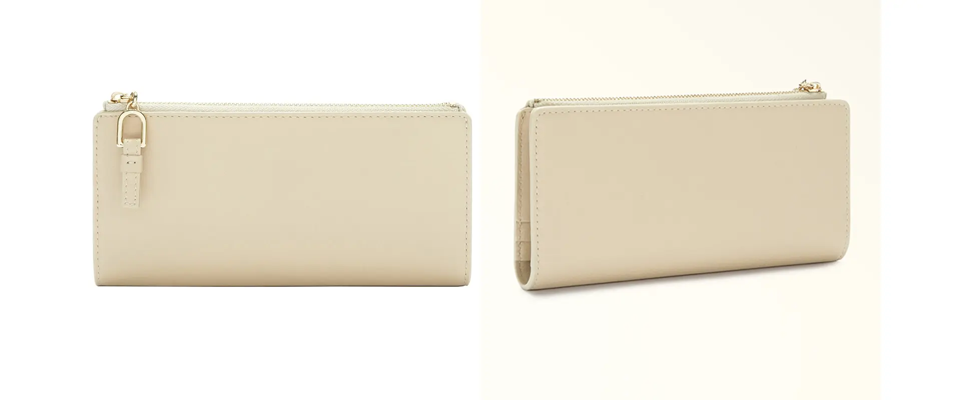 Continental-style leather wallet details