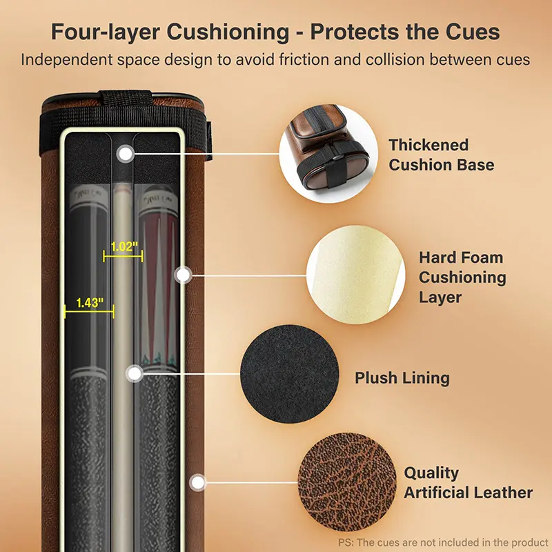 China Hard Pool Cue Case Faux Leather Billiard Accessories Snooker Bag Manufacturer, Factories