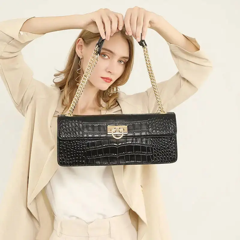 Crocodile Leather Chain Bag View 2