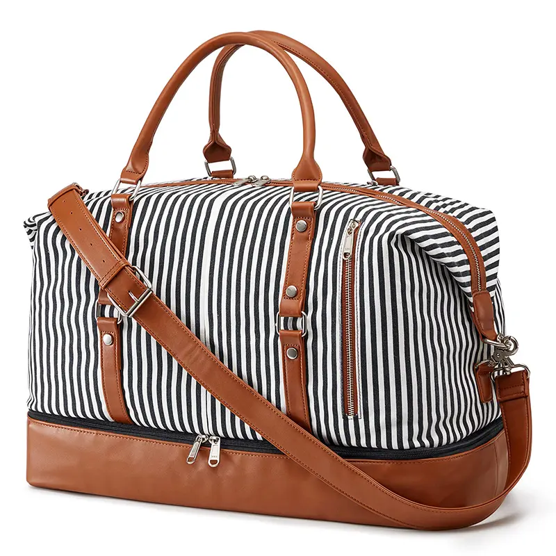 China Women Canvas PU Leather Duffel Weekender Bag Tote Bag Factory, Factories