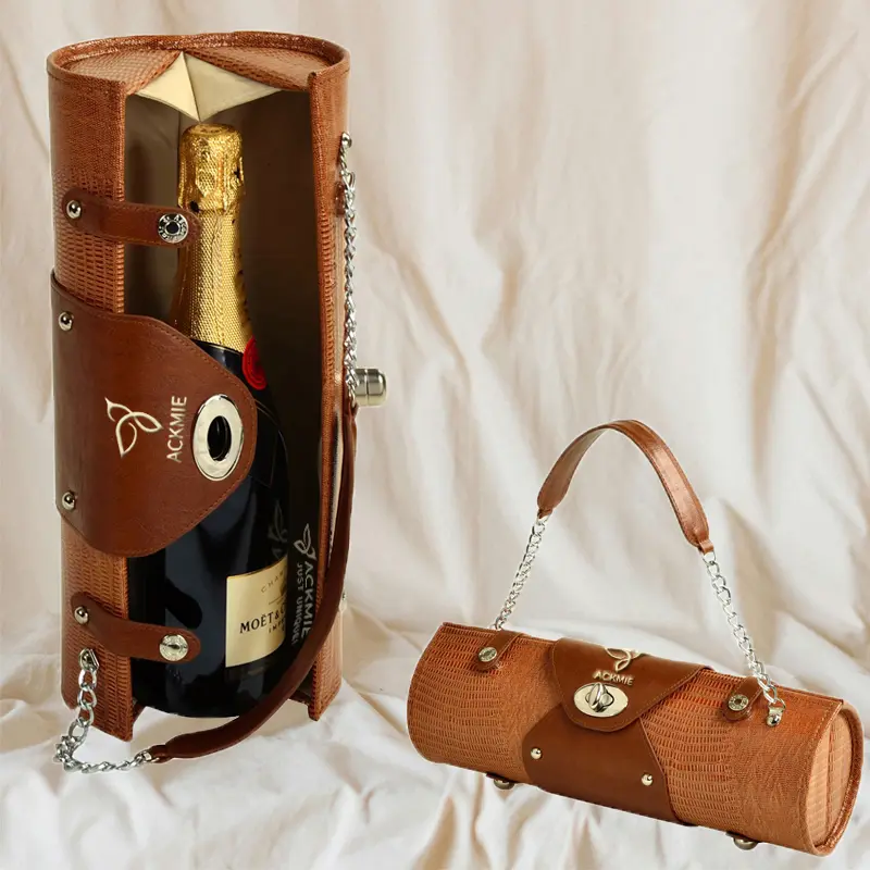 Wholesale Crocodile Leather Wine Bottle Carrier Bag Wine Purse Manufacturer, Supplier