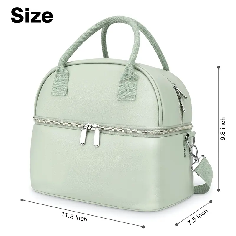 Wholesale PU Leather Lunch Tote Bag Double Layer Insulated Lunch Box Factory, Supplier