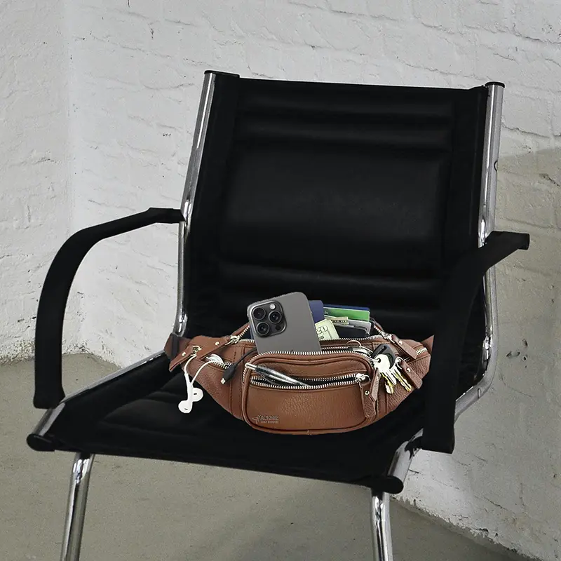 Wholesale Men's Genuine Leather Belt Bag Multi-Function Waist Bag Factory, Suppliers