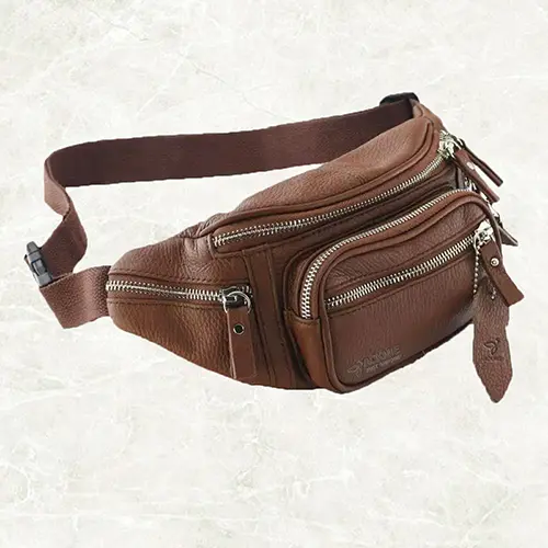 Men's Genuine Leather Belt Bag details