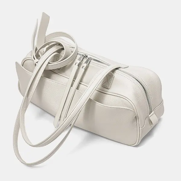 China New Genuine Leather Boston Bag, Top-Grain Cowhide Small Top-Handle Bag, Minimalist Fashion Women Shoulder Handbag Manufacturers, Supplier