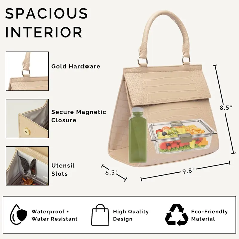China Women's Vegan Leather Lunch Bag Cooler Lunch Bag Manufacturers, Supplier