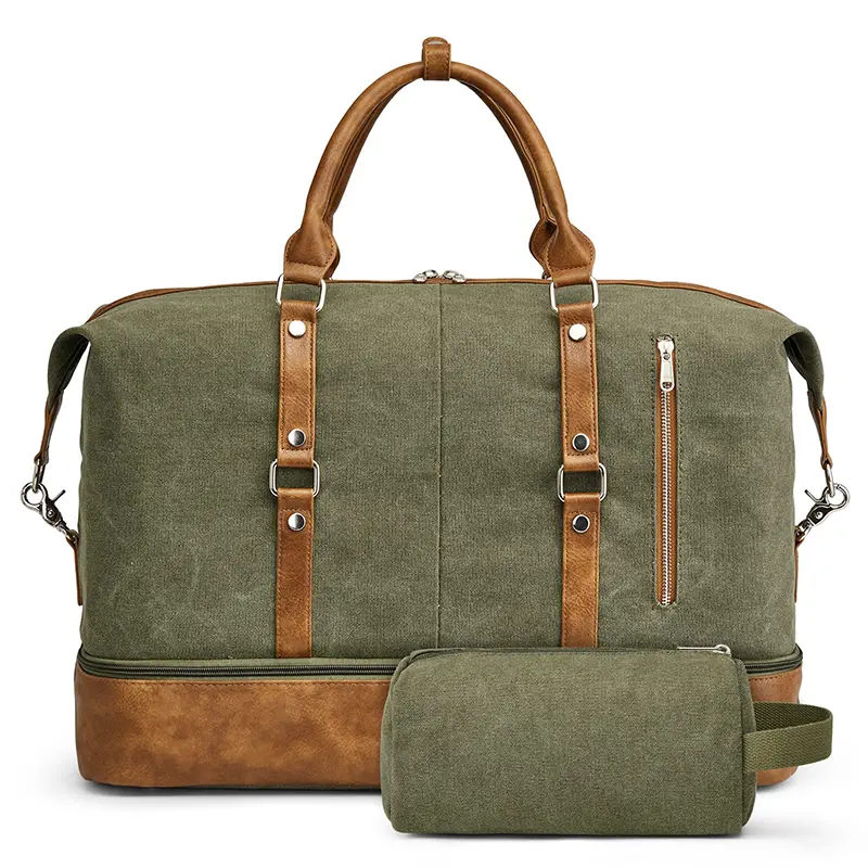 China Women Canvas PU Leather Duffel Weekender Bag Tote Bag Factory, Factories