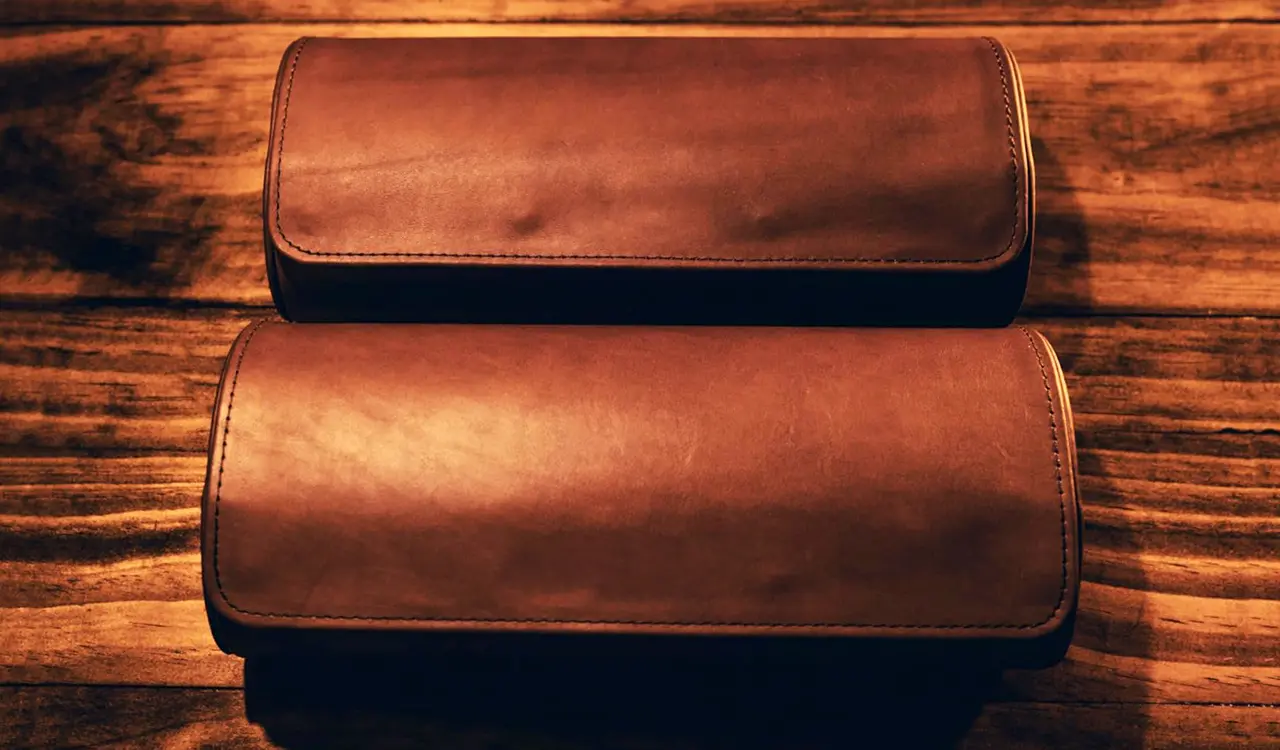 Leather Watch Roll Separate Compartment View