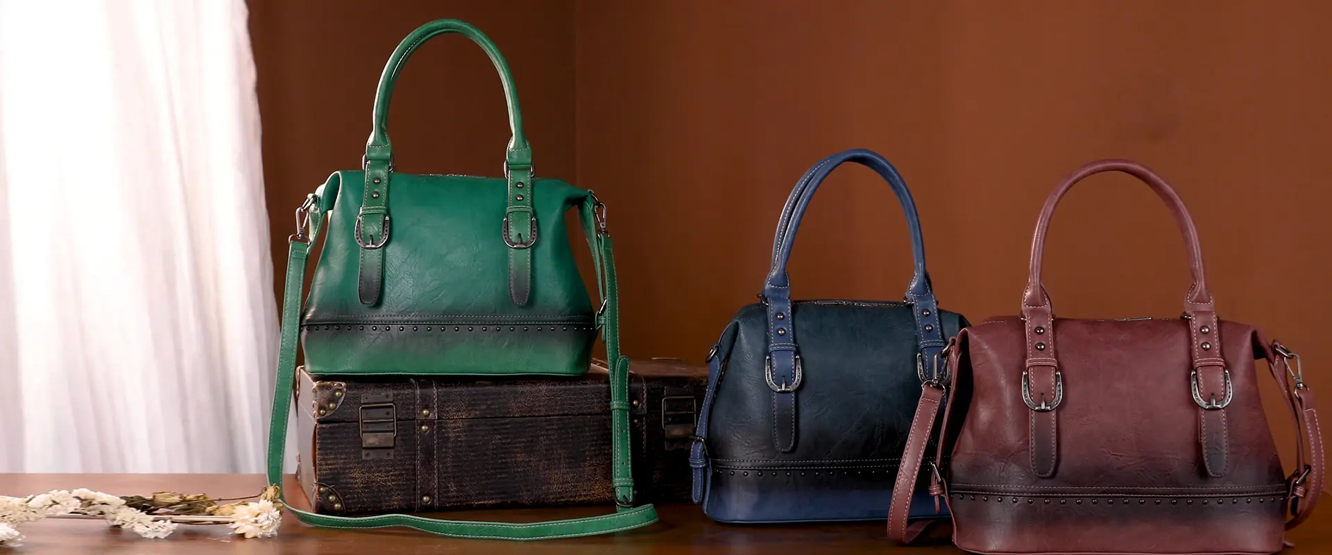 Vintage Leather Satchel Front View