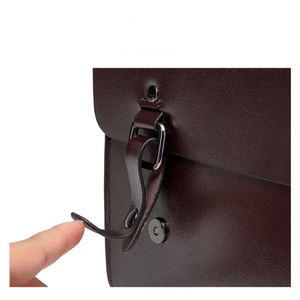 China Vintage Large PU Leather Laptop Briefcase & Tote Backpack with Button Closure Modern Business Design Portable Laptop Handbag Manufacturers, Suppliers