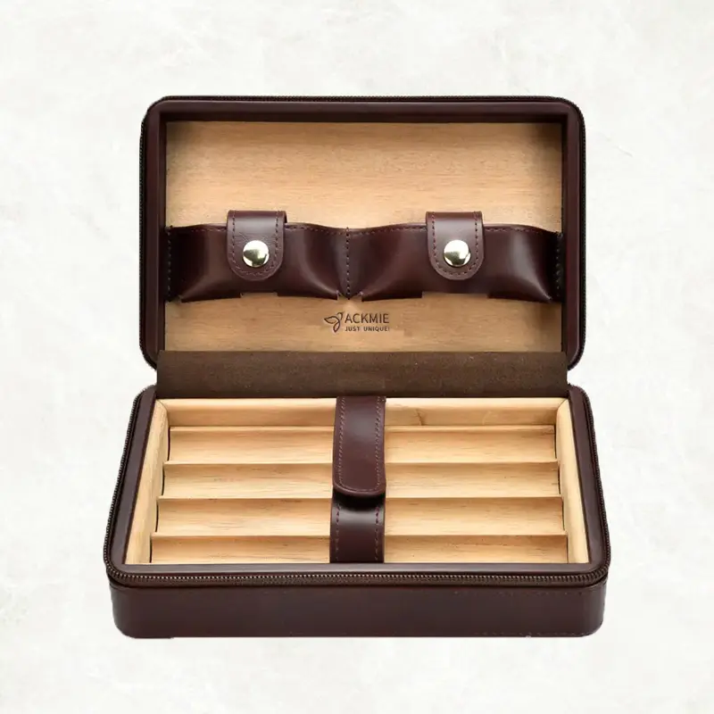 China Cedar Leather Humidor with Cigar Accessories Gift Set Manufacturer, Factories
