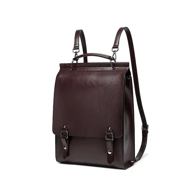 China Vintage Large PU Leather Laptop Briefcase & Tote Backpack with Button Closure Modern Business Design Portable Laptop Handbag Manufacturers, Suppliers